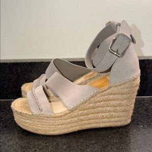 Dolce Vita Light Gray Espadrille Wedge Sandals with Ankle Strap